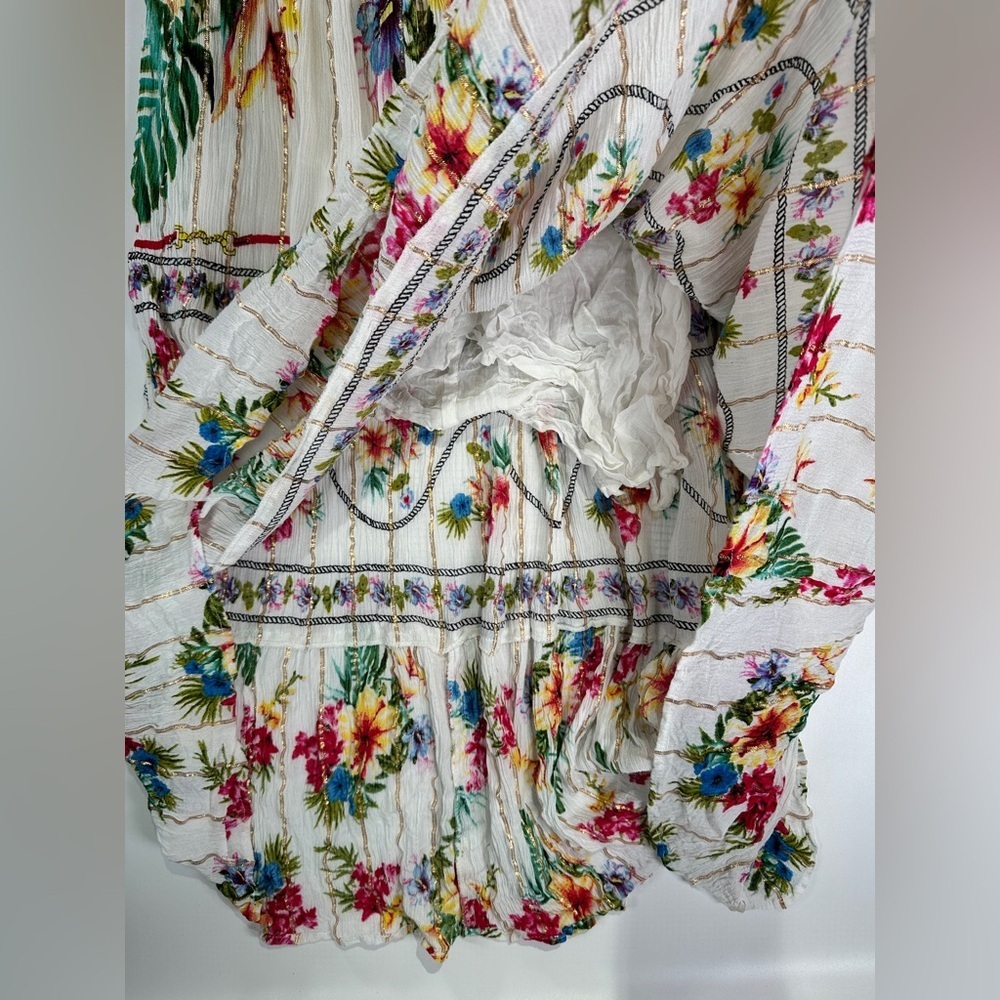 Me 2 Magic Boho Viscose Floral Smocked Waist Midi Dress Size L - Picture 4 of 16
